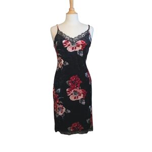 The Vintage Shop Black and Red Floral Slip Dress